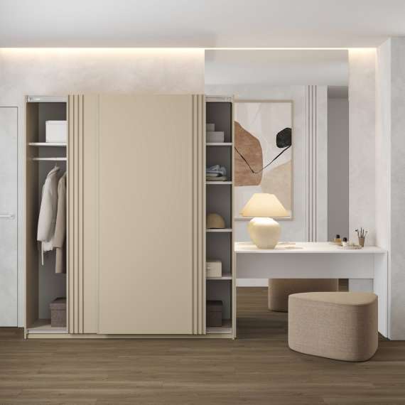 Garderobeskap Niva 180x210 cm - beige - med innredning