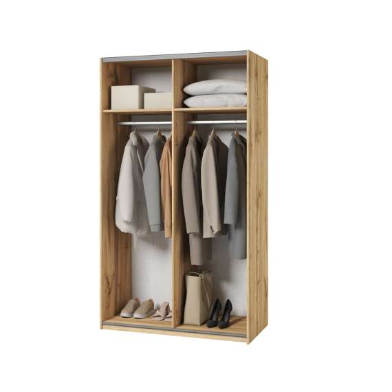 Garderobeskap Easy 120x211 cm - eik - med innredning