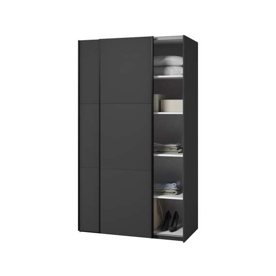 Garderobeskap Easy 120x211 cm - sort - med innredning