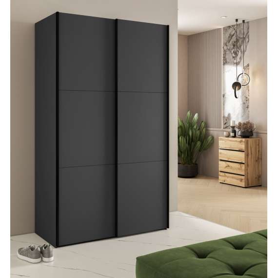 Garderobeskap Easy 120x211 cm - sort - med innredning