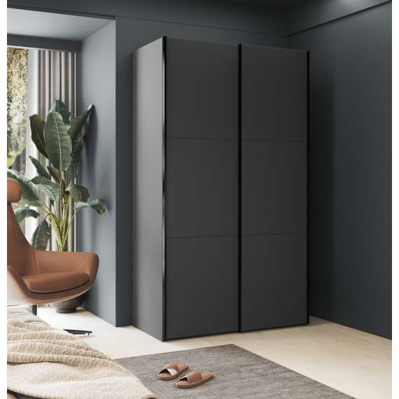 Garderobeskap Easy 120x211 cm - sort - med innredning