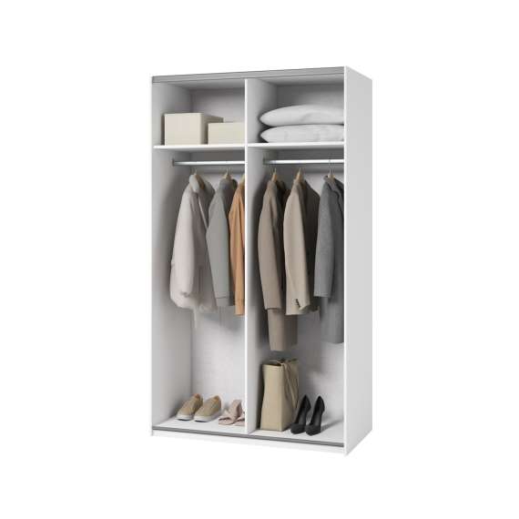 Garderobeskap Easy 120x211 cm - hvit - med innredning