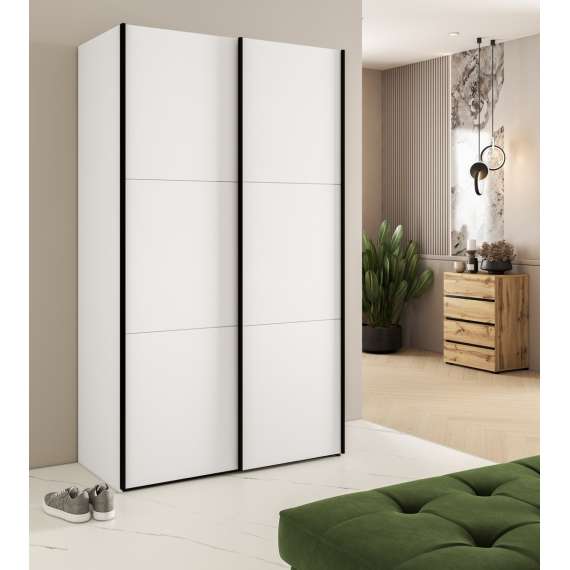 Garderobeskap Easy 120x211 cm - hvit - med innredning