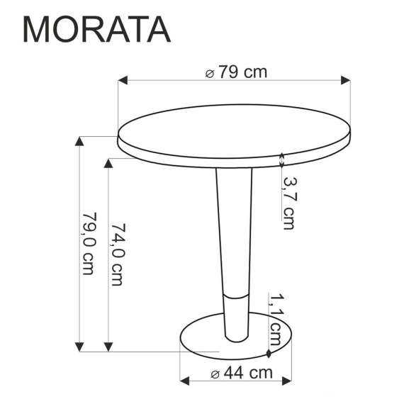 Bord MORATA Ø80 cm - hvit marmor - sort ben - gull detaljer