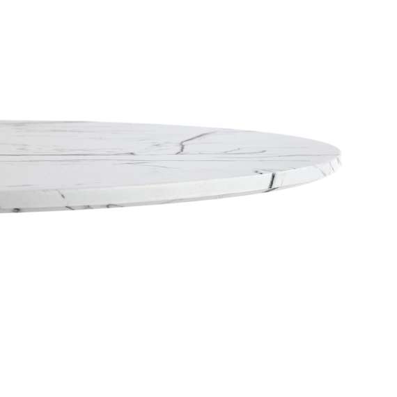 Bord DENVER Ø80 cm - hvit marmor - hvit bein