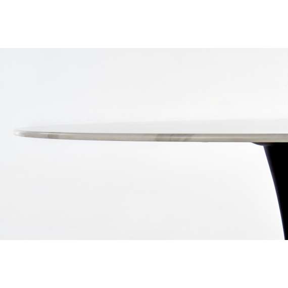 Bord AMBROSIA Ø90 cm - hvit marmor imitasjon - svart bein