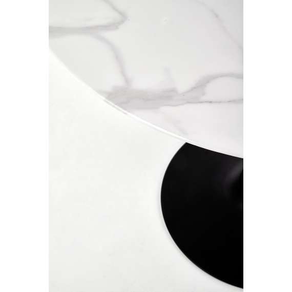 Bord AMBROSIA Ø90 cm - hvit marmor imitasjon - svart bein