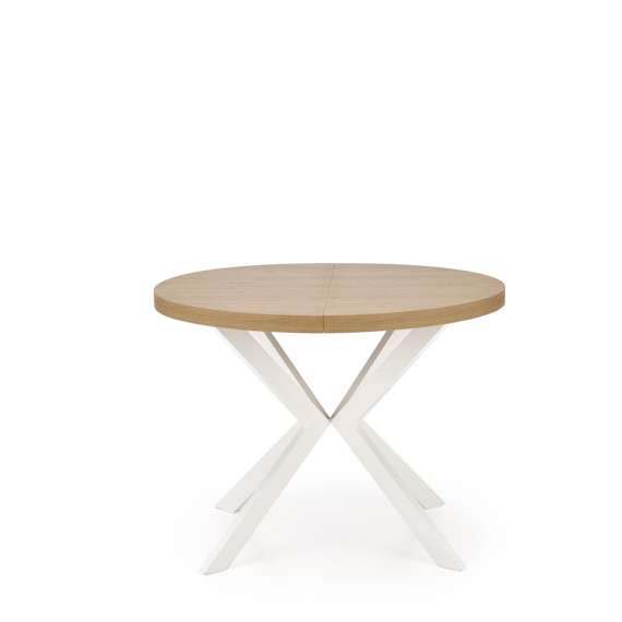 Spisebord PERONI Ø100-250 cm - eik craft gold - hvit bein