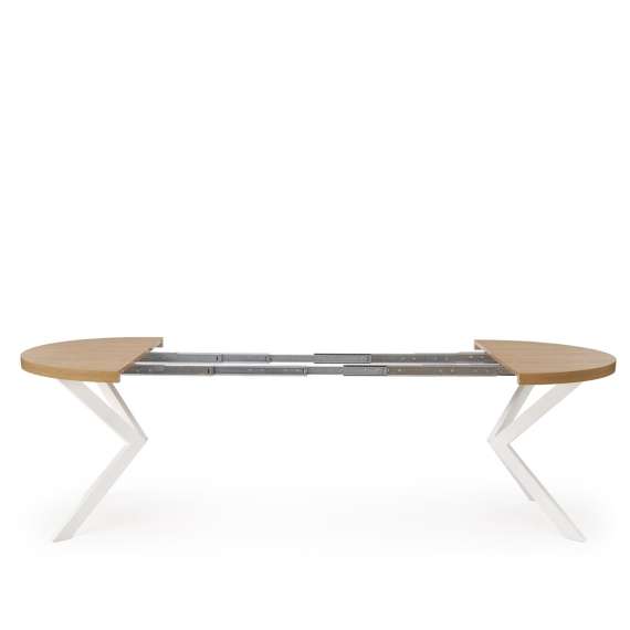 Spisebord PERONI Ø100-250 cm - eik craft gold - hvit bein