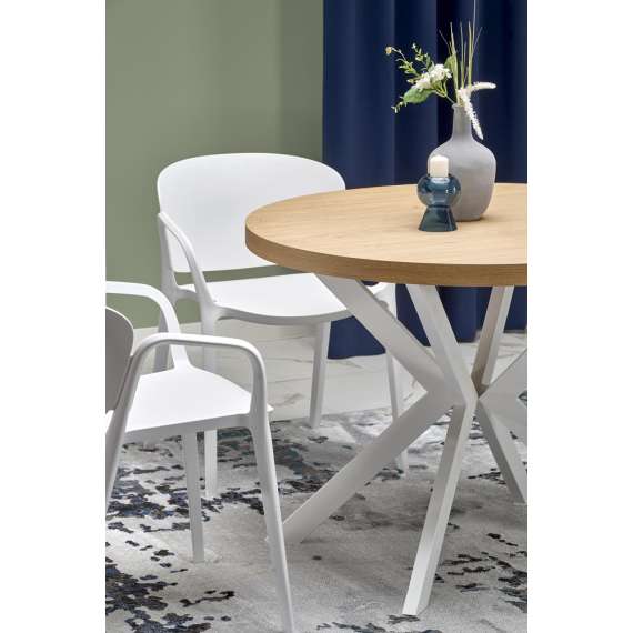 Spisebord PERONI Ø100-250 cm - eik craft gold - hvit bein