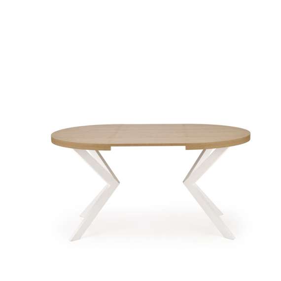 Spisebord PERONI Ø100-250 cm - eik craft gold - hvit bein