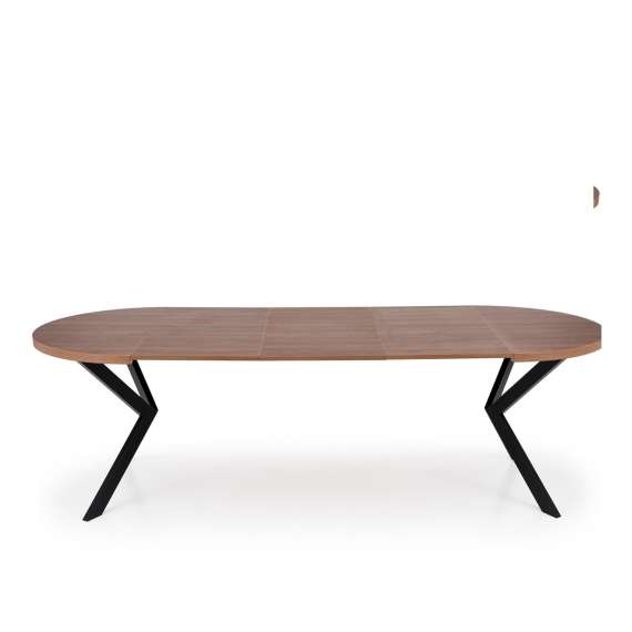Spisebord PERONI Ø100-250 cm - valnøtt - svart bein