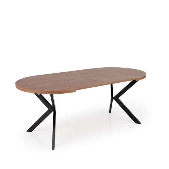 Spisebord PERONI Ø100-250 cm - valnøtt - svart bein