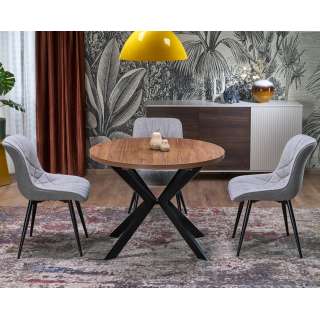 Spisebord PERONI Ø100-250 cm - valnøtt - svart bein