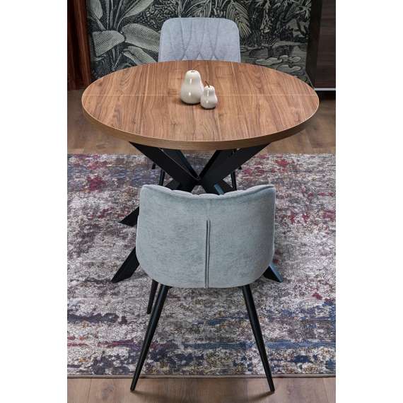 Spisebord PERONI Ø100-250 cm - valnøtt - svart bein