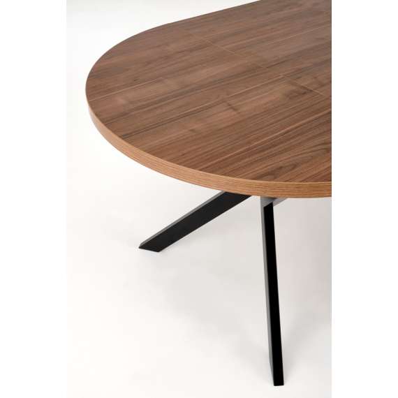 Spisebord PERONI Ø100-250 cm - valnøtt - svart bein