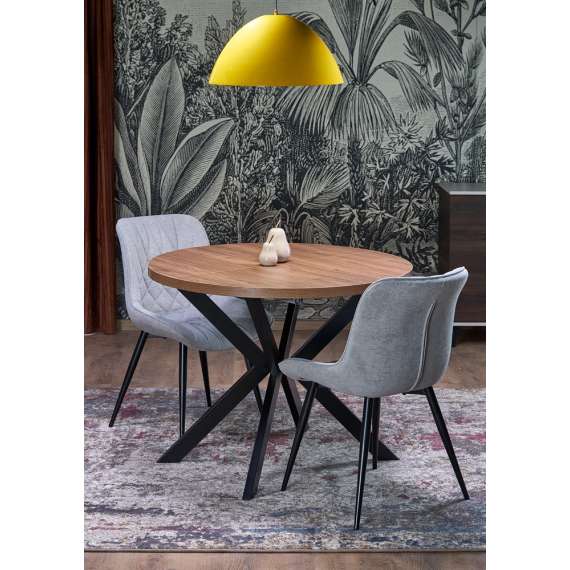 Spisebord PERONI Ø100-250 cm - valnøtt - svart bein