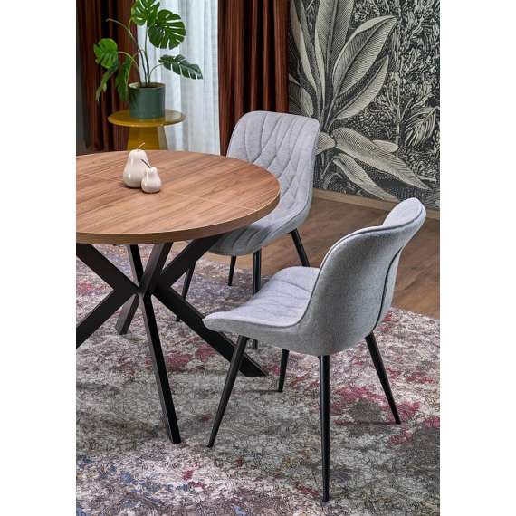 Spisebord PERONI Ø100-250 cm - valnøtt - svart bein