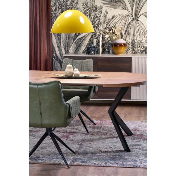 Spisebord PERONI Ø100-250 cm - valnøtt - svart bein