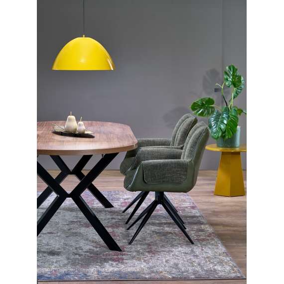 Spisebord PERONI Ø100-250 cm - valnøtt - svart bein