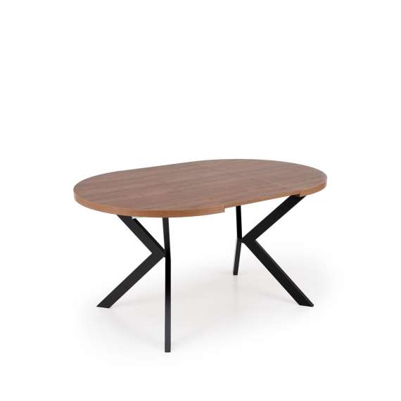 Spisebord PERONI Ø100-250 cm - valnøtt - svart bein