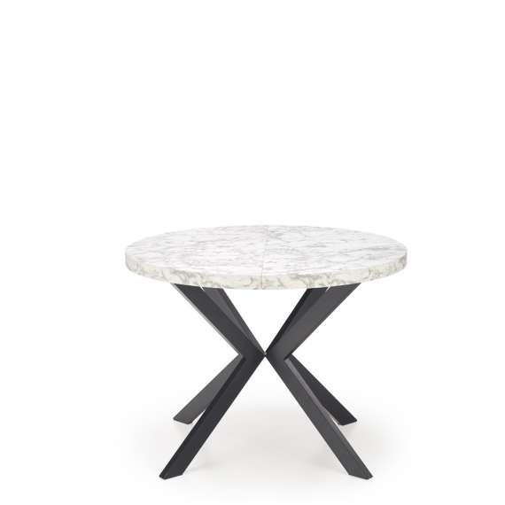 Spisebord PERONI Ø100-250 cm - imitasjon marmor - svart bein