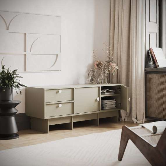 Tv-benk Kabe KTV2S 125-180x60 cm - flere farger - 2 dører - 2 skuffer