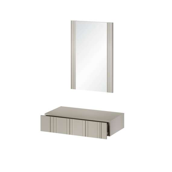 Vegghengt sminkebord med speil ISLA - 80x40 cm - beige - 1 skuff