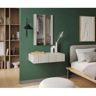 Vegghengt sminkebord med speil ISLA - 80x40 cm - beige - 1 skuff