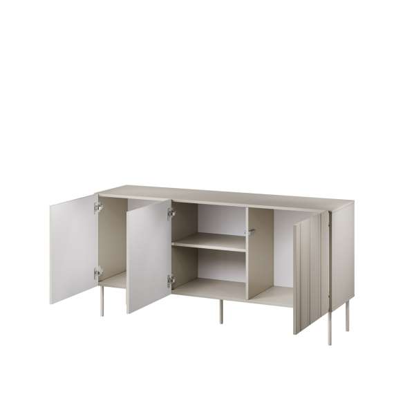 Skjenk ISLA - 150x75 cm - beige - 3 dører - metall bein