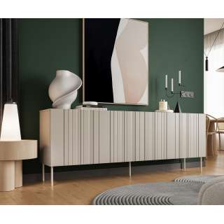 Skjenk ISLA - 200x75 cm - beige - 4 dører - metall bein