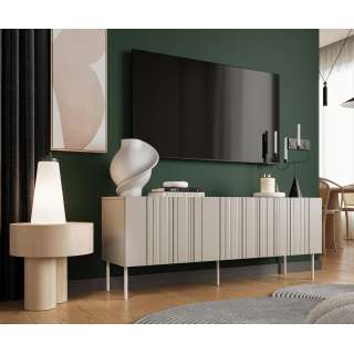 Tv-benk ISLA - 150x60 cm - beige - 3 dører - metall bein