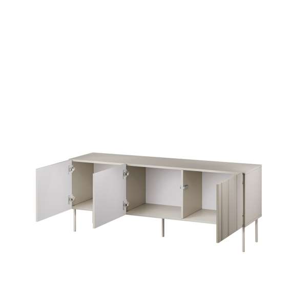 Tv-benk ISLA - 150x60 cm - beige - 3 dører - metall bein