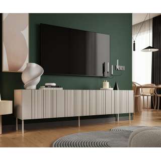 Tv-benk ISLA - 200x60 cm - beige - 4 dører - metall bein