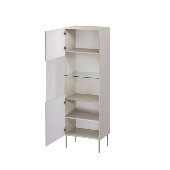 Vitrineskap ISLA - 60x180 cm - beige - 1 dør - metall bein