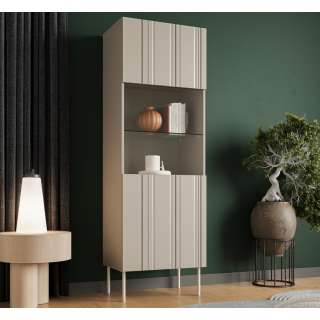 Vitrineskap ISLA - 60x180 cm - beige - 1 dør - metall bein