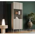 Vitrineskap ISLA - 60x180 cm - beige - 1 dør - metall bein