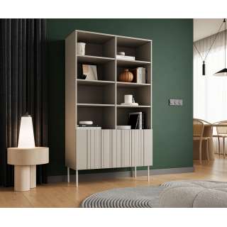 Reol ISLA - 100x175 cm - beige - 2 dører - metall bein