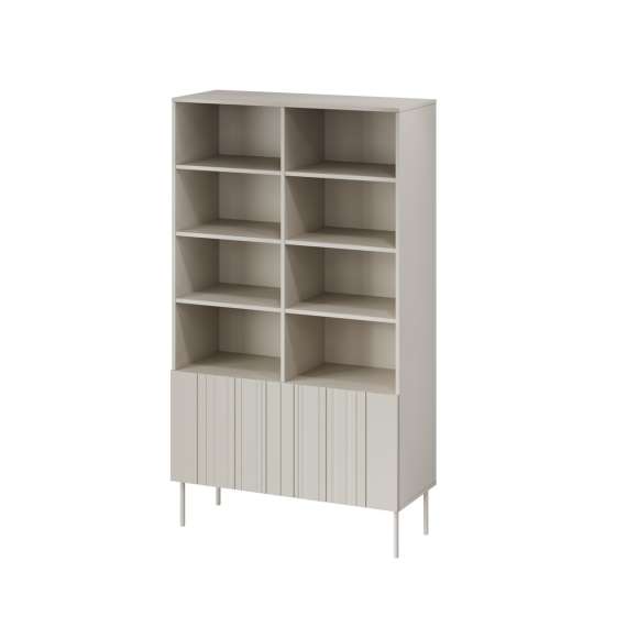 Reol ISLA - 100x175 cm - beige - 2 dører - metall bein