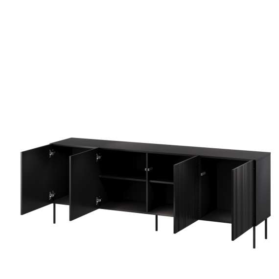 Skjenk ISLA - 200x75 cm - beige - 4 dører - metall bein