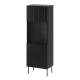 Vitrineskap ISLA - 60x180 cm - svart matt - 1 dør - metall bein