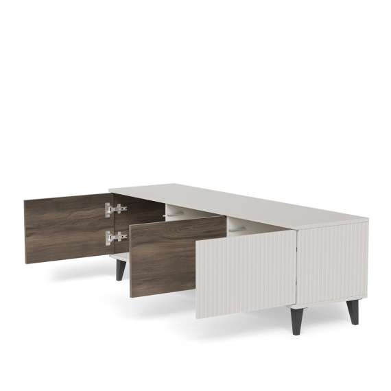 Tv-benk RANDOM - 150x47 cm - valnøtt - cashmere - tre bein