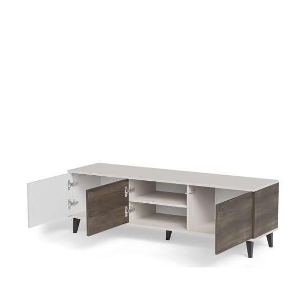 Tv-benk RANDOM - 150x47 cm - valnøtt - cashmere - tre bein