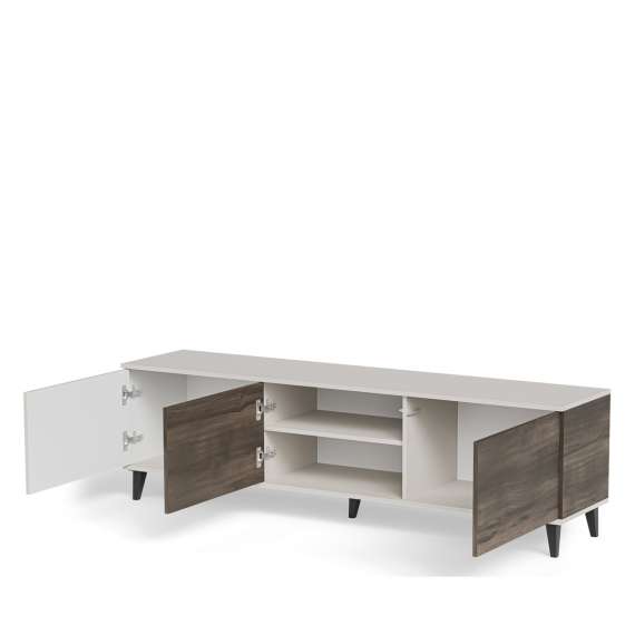 Tv-benk RANDOM - 180x47 cm - valnøtt - cashmere - tre bein