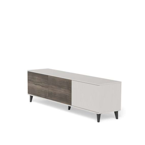 Tv-benk RANDOM - 180x47 cm - valnøtt - cashmere - tre bein