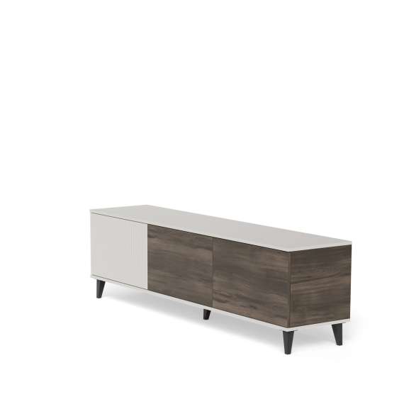 Tv-benk RANDOM - 180x47 cm - valnøtt - cashmere - tre bein