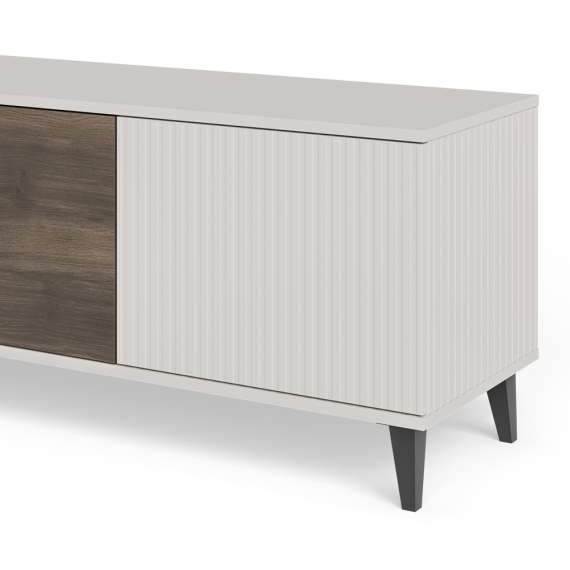 Tv-benk RANDOM - 200x47 cm - valnøtt - cashmere - tre bein