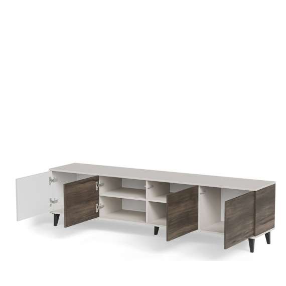 Tv-benk RANDOM - 200x47 cm - valnøtt - cashmere - tre bein
