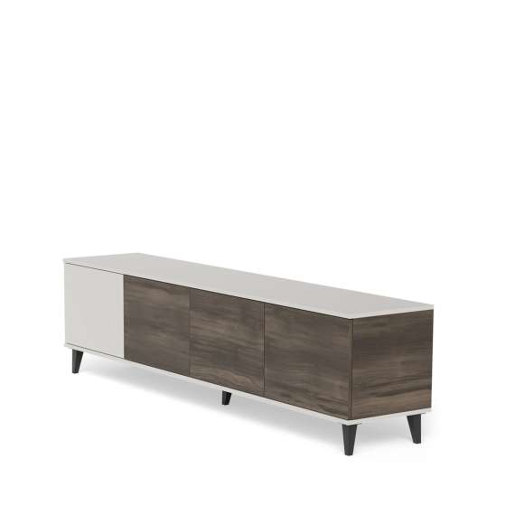 Tv-benk RANDOM - 200x47 cm - valnøtt - cashmere - tre bein