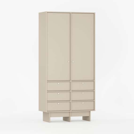 Garderobe Kabe SZK03 90-120x210 cm - Flere farger - 2 dører - 6 skuffer